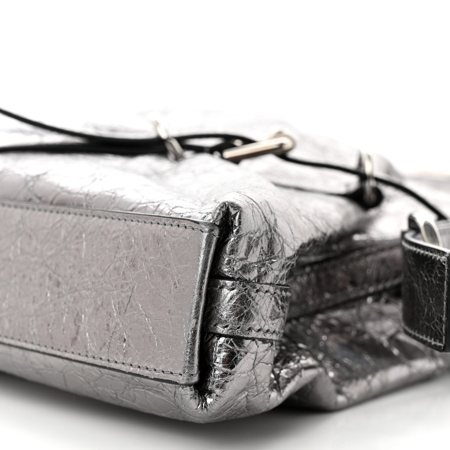 Metallic Calfskin Medium Voyou Bag Silver