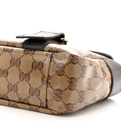 Gucci Crystal Monogram Small Double Buckle Flap Messenger Beige Dark Brown 10 of 11