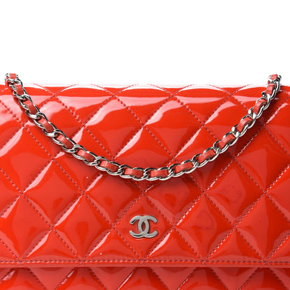 Chanel Patent Quilted Wallet On Chain WOC Red 14 of 14
