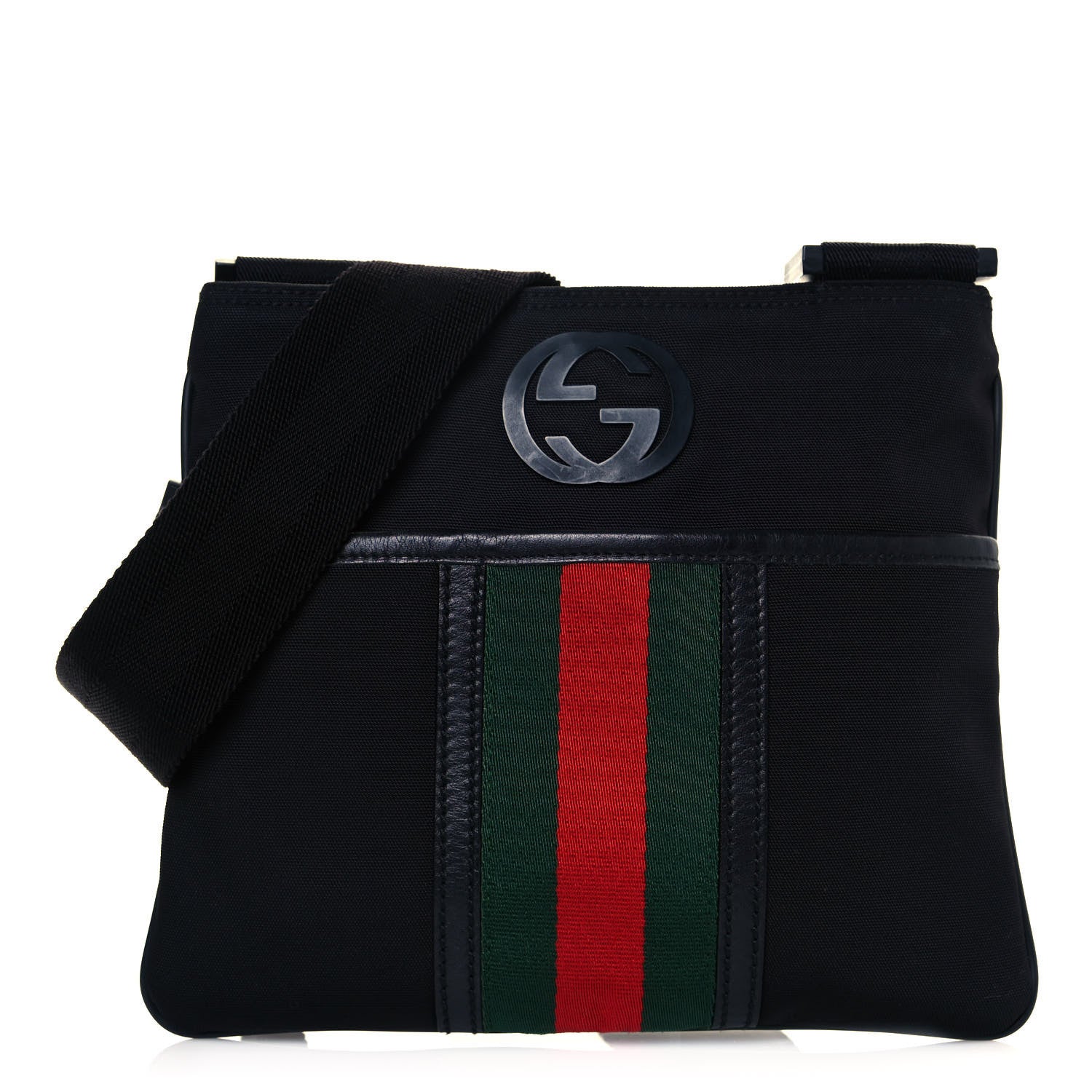 Gucci Nylon Web Interlocking G Messenger Bag Black 1 of 10