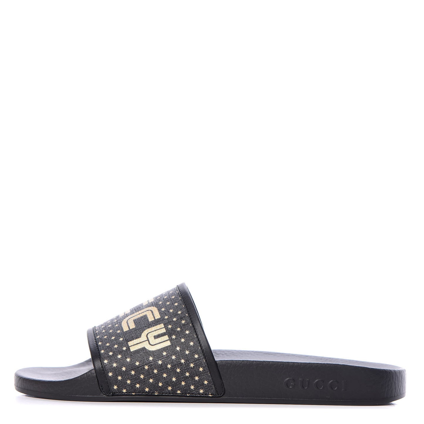 X SEGA Supreme Canvas GUCCY Stars Mens Slide Sandals 10 Black Gold