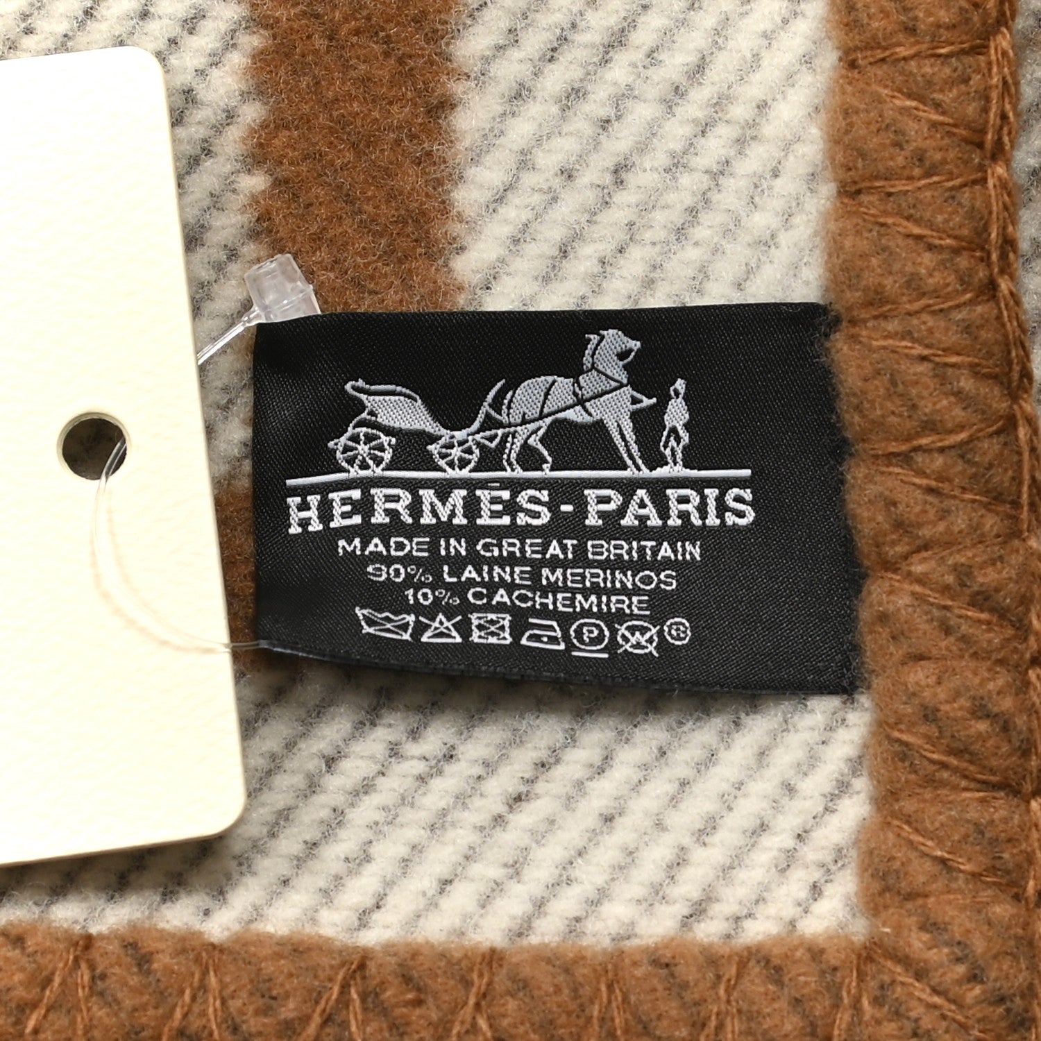 Hermes Wool Cashmere Avalon Blanket Ecru Camel 3 of 3