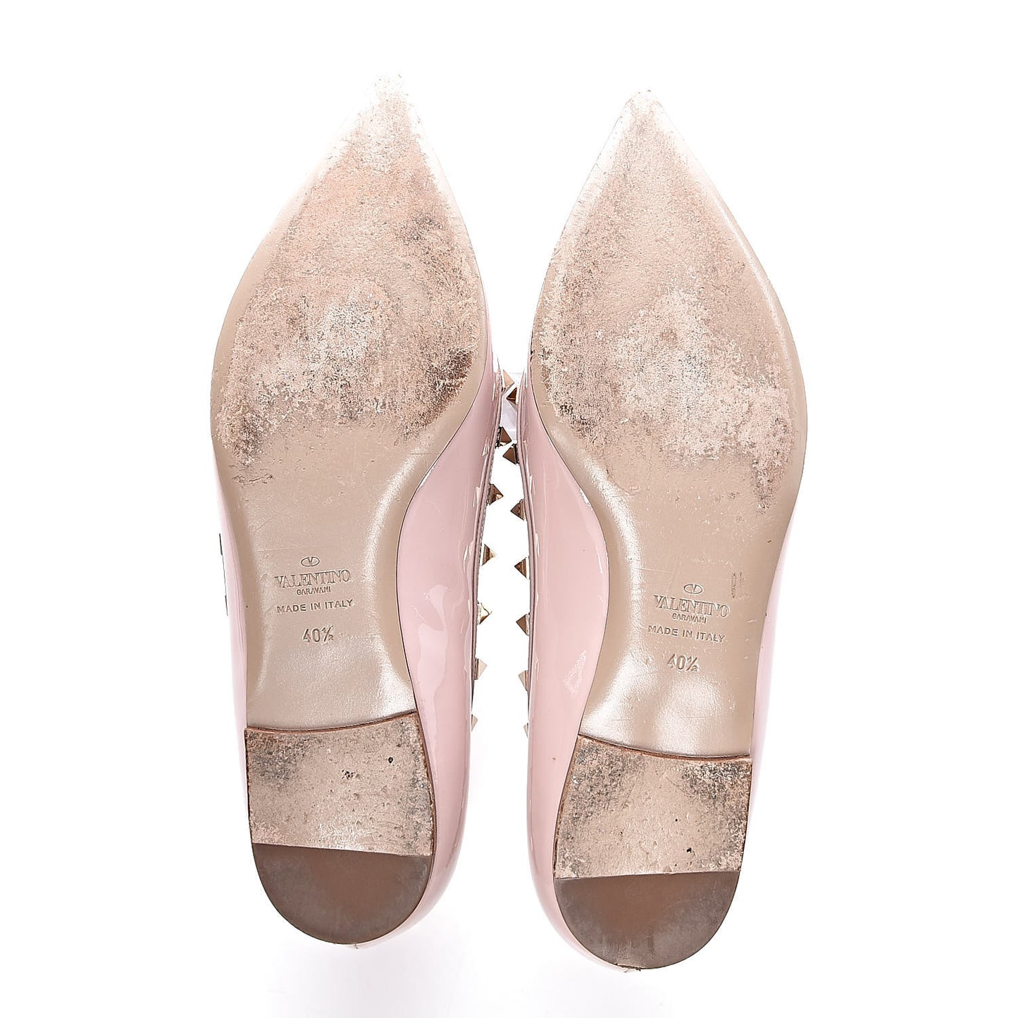 Patent Nappa Rockstud Ballerina Flats 40.5 Water Rose Poudre
