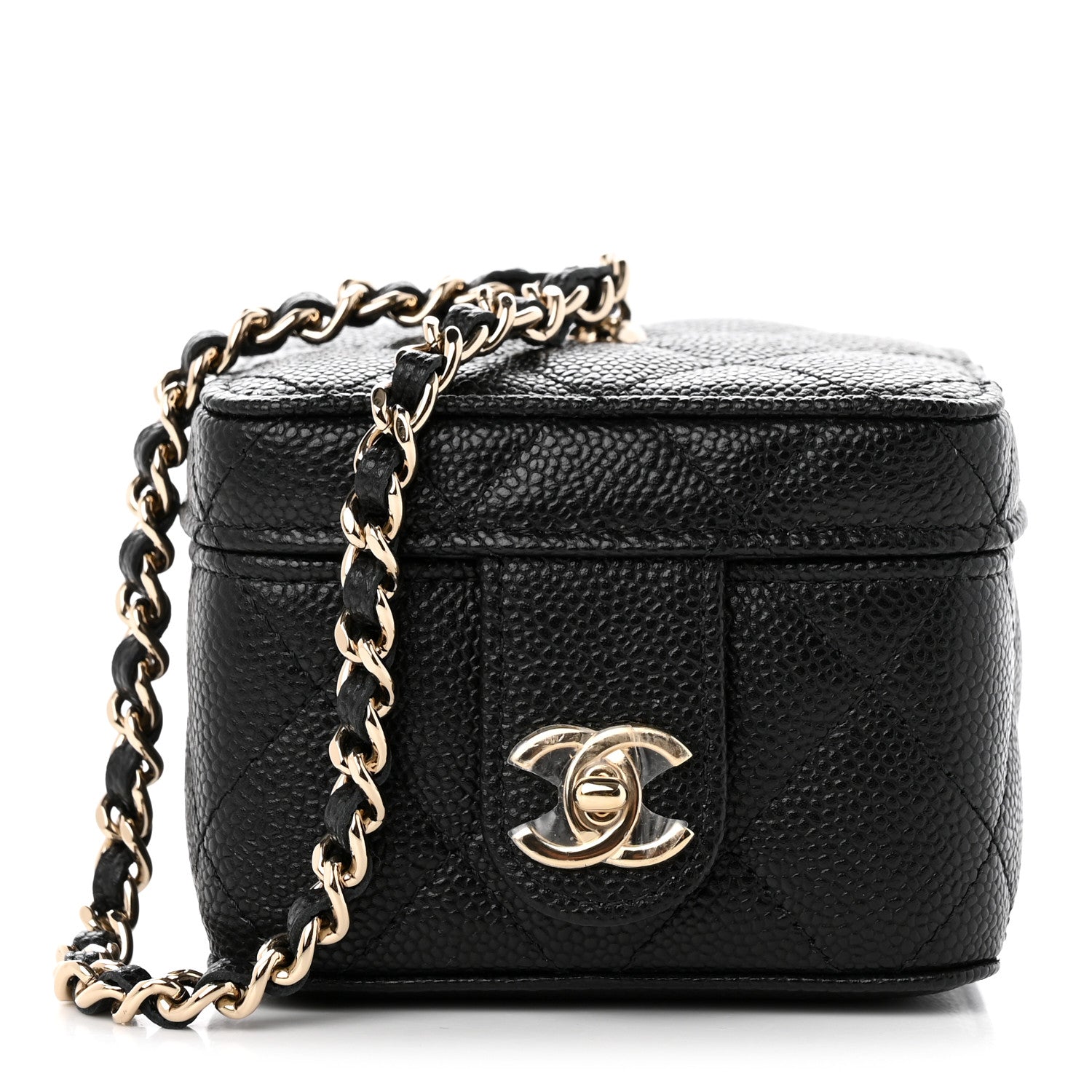 Chanel Caviar Quilted Mini Vanity Wrist Case With Chain Black 1 of 9
