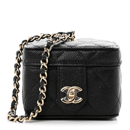 Chanel Caviar Quilted Mini Vanity Wrist Case With Chain Black 1 of 9