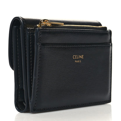 Celine Calfskin Compact Triomphe Wallet With Coin Purse Black 3 of 11