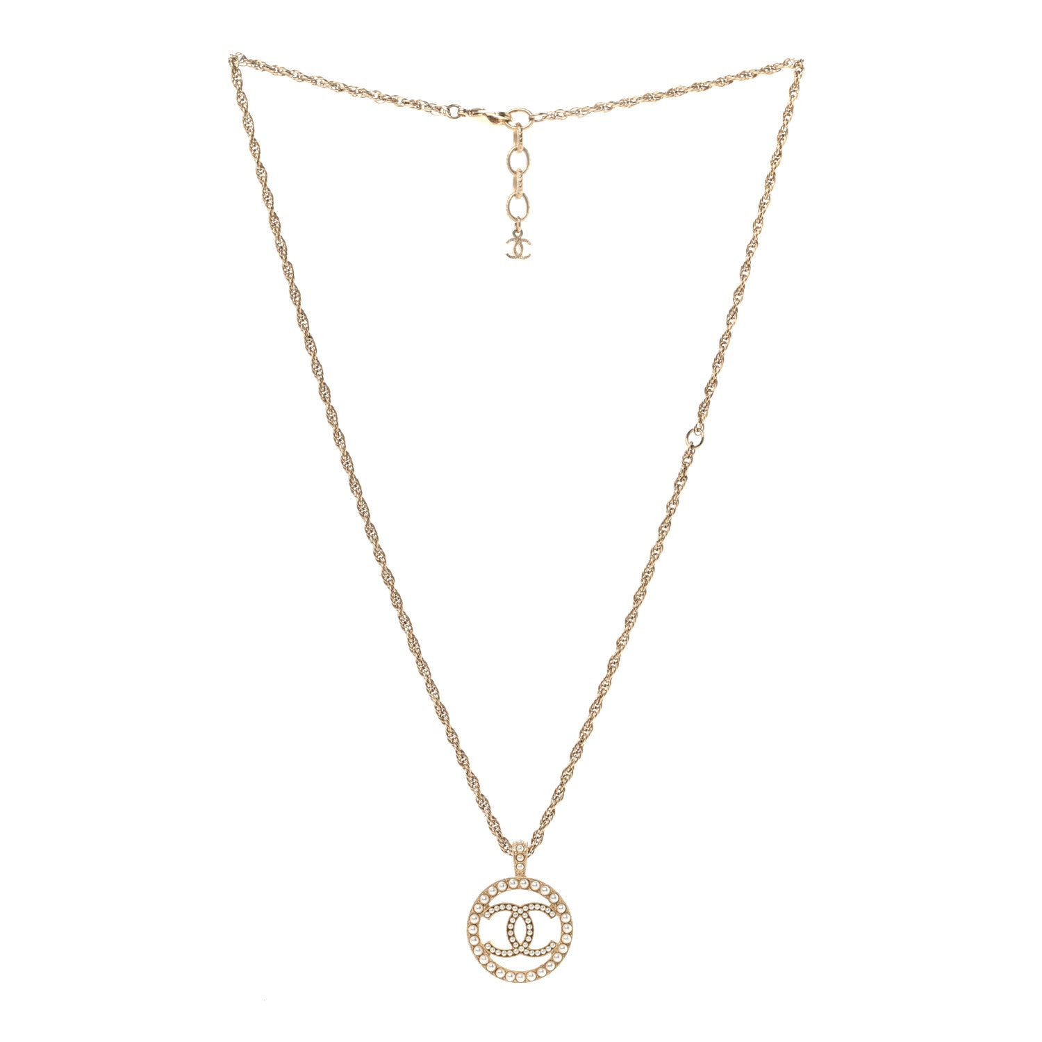 Chanel Pearl CC Medallion Necklace Gold 3 of 6