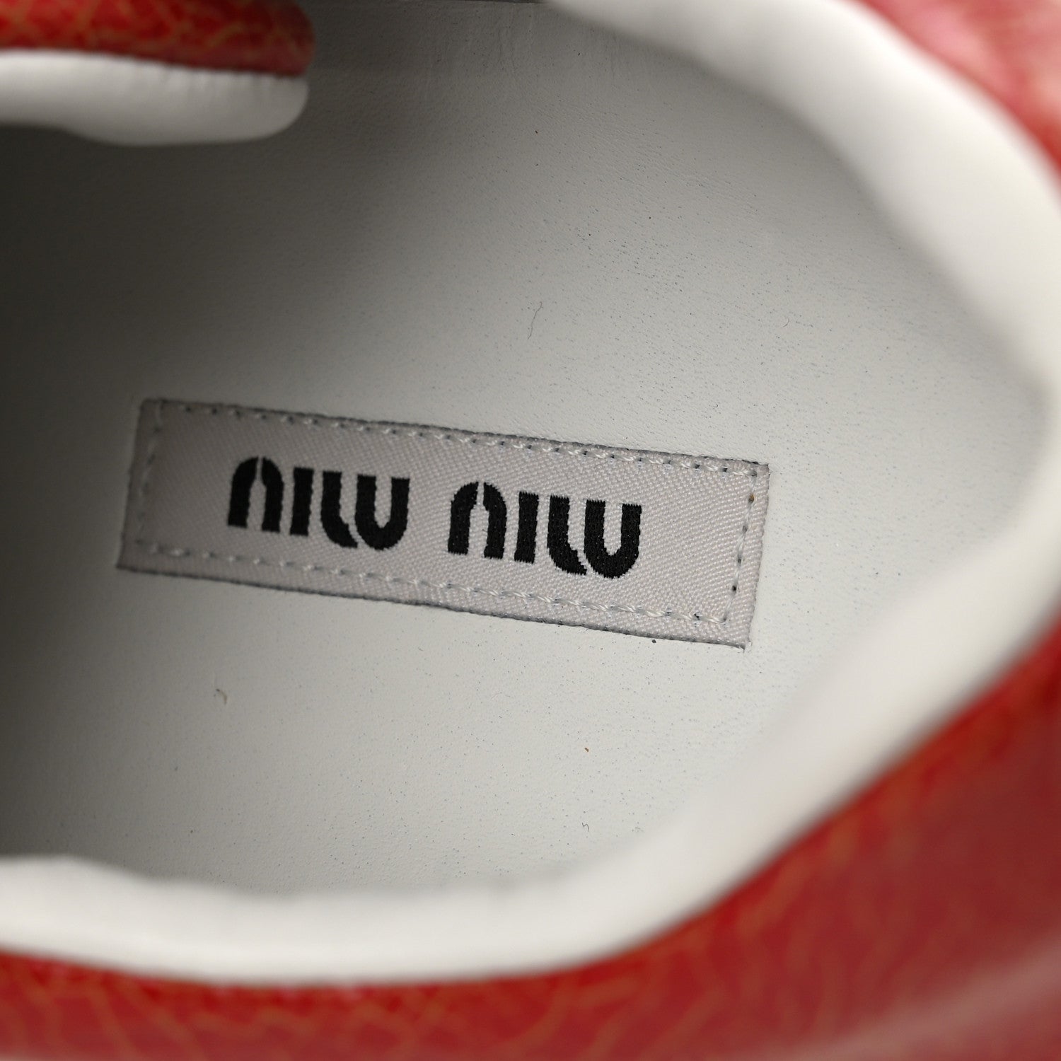 Miu Miu Crackled Goatskin Crystal Sneakers 39 Rosso 8 of 10