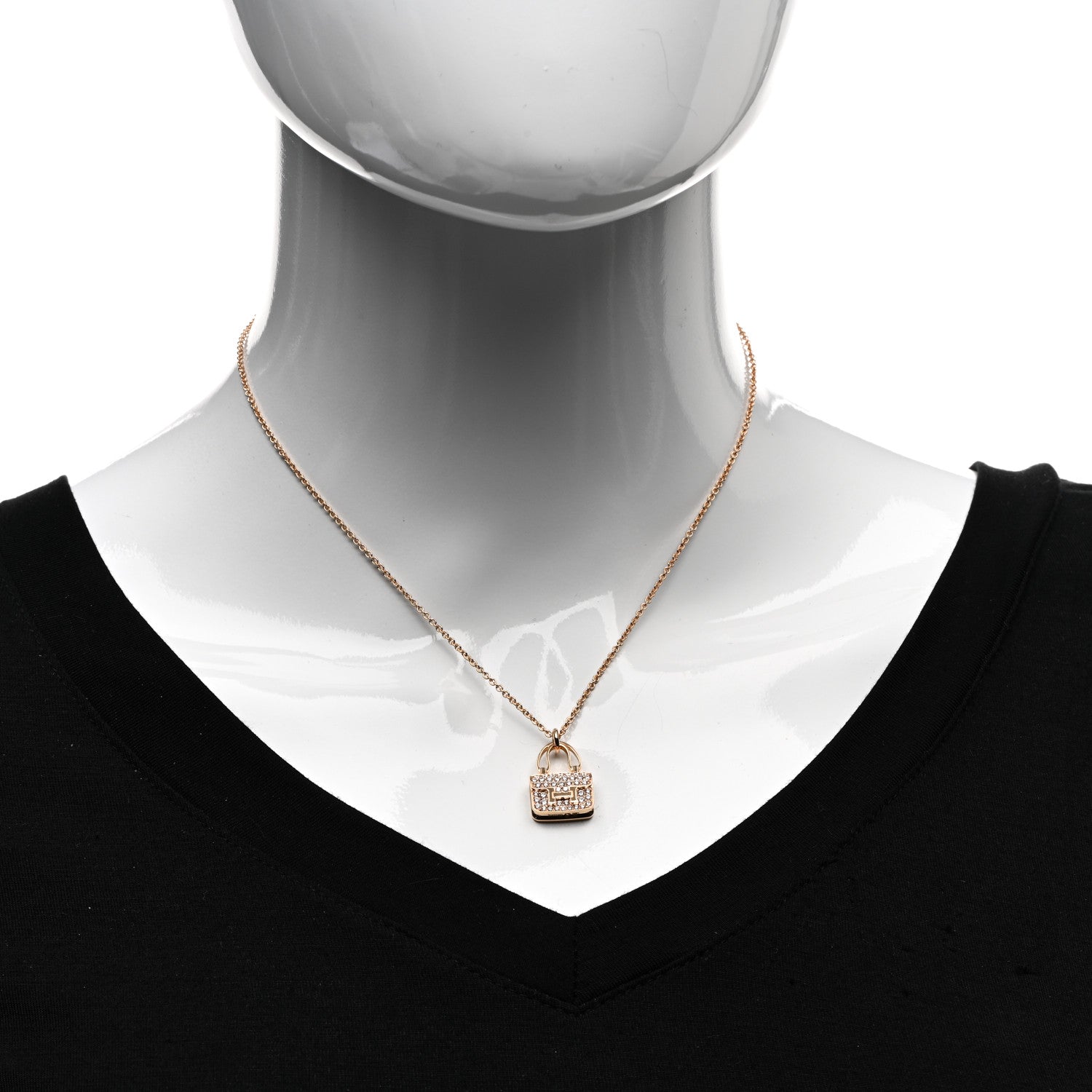 Hermes 18K Rose Gold Diamond Constance Amulettes Pendant Necklace 2 of 6