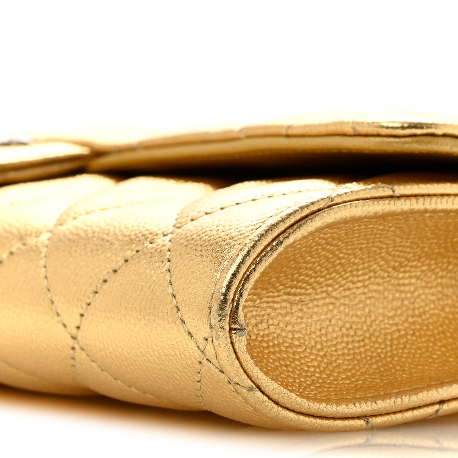 Chanel Metallic Caviar Quilted Top Handle Long Clutch With Chain Gold 11 of 12