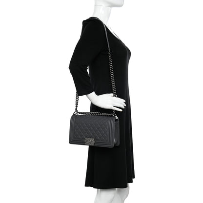 Chanel Lambskin Quilted Medium Boy Flap Dark Grey 2 of 10