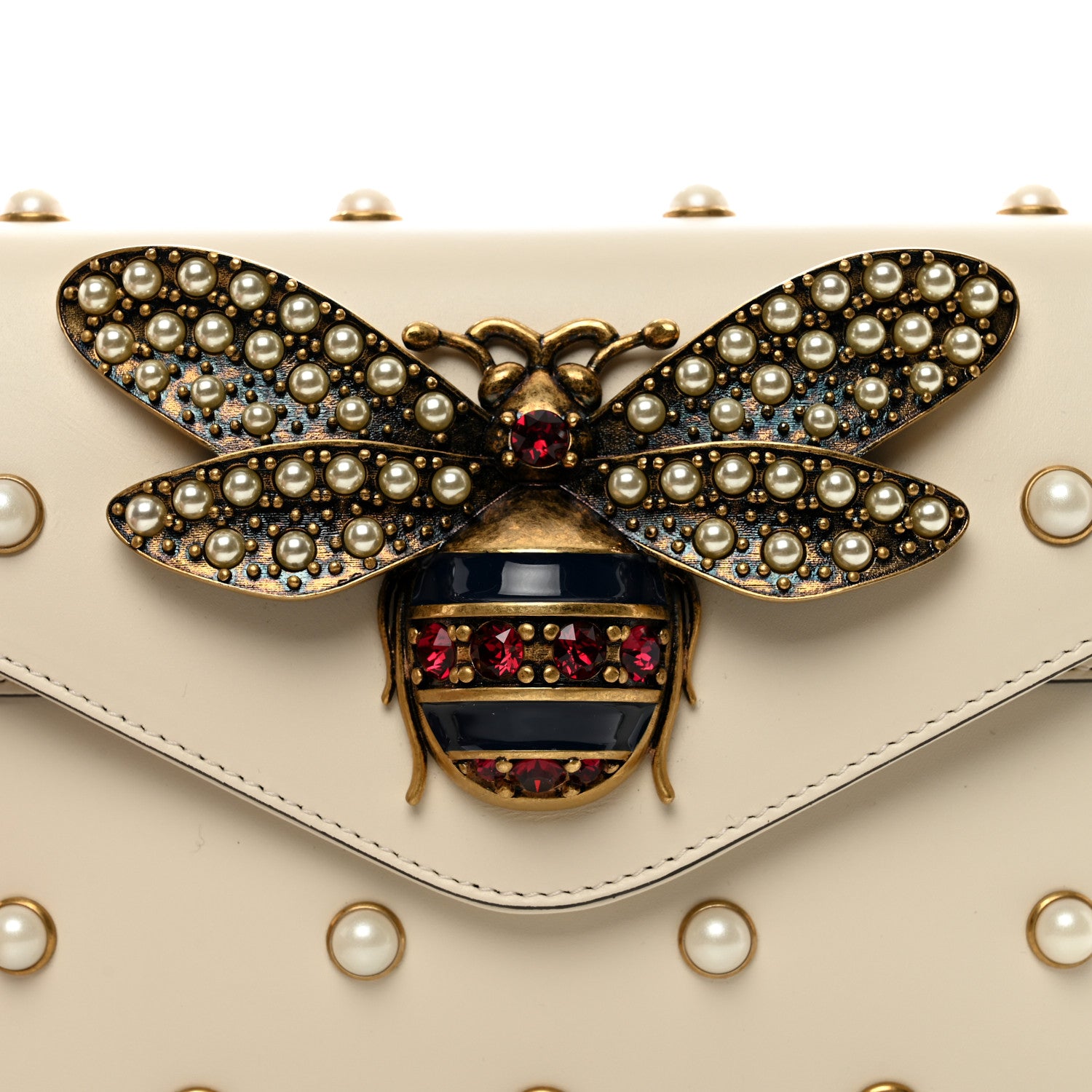 Gucci Nappa Pearl Studded Mini Queen Margaret Broadway Shoulder Bag Mystic White 5 of 11
