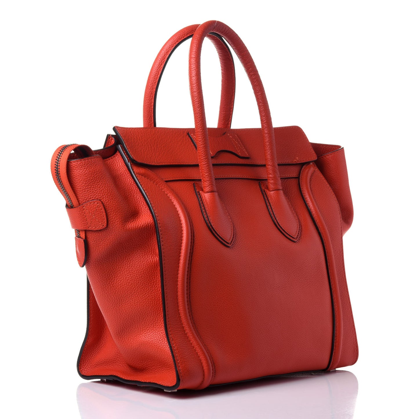 Drummed Calfskin Mini Luggage Vermillion