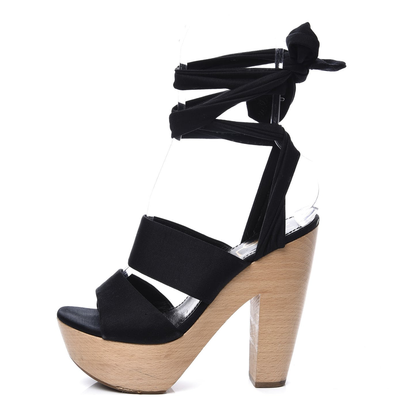Suede Tie Platform Sandals 38 Black