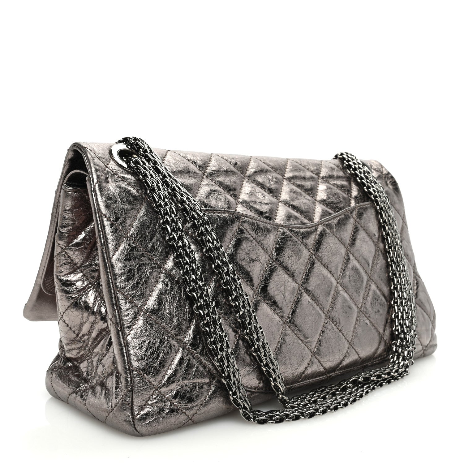 Chanel Metallic Aged Calfskin Quilted 2.55 Reissue 228 Flap Pewter 3 of 10