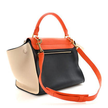Celine Bullhide Calfskin Small Tri-Color Trapeze Fluo Orange 3 of 9