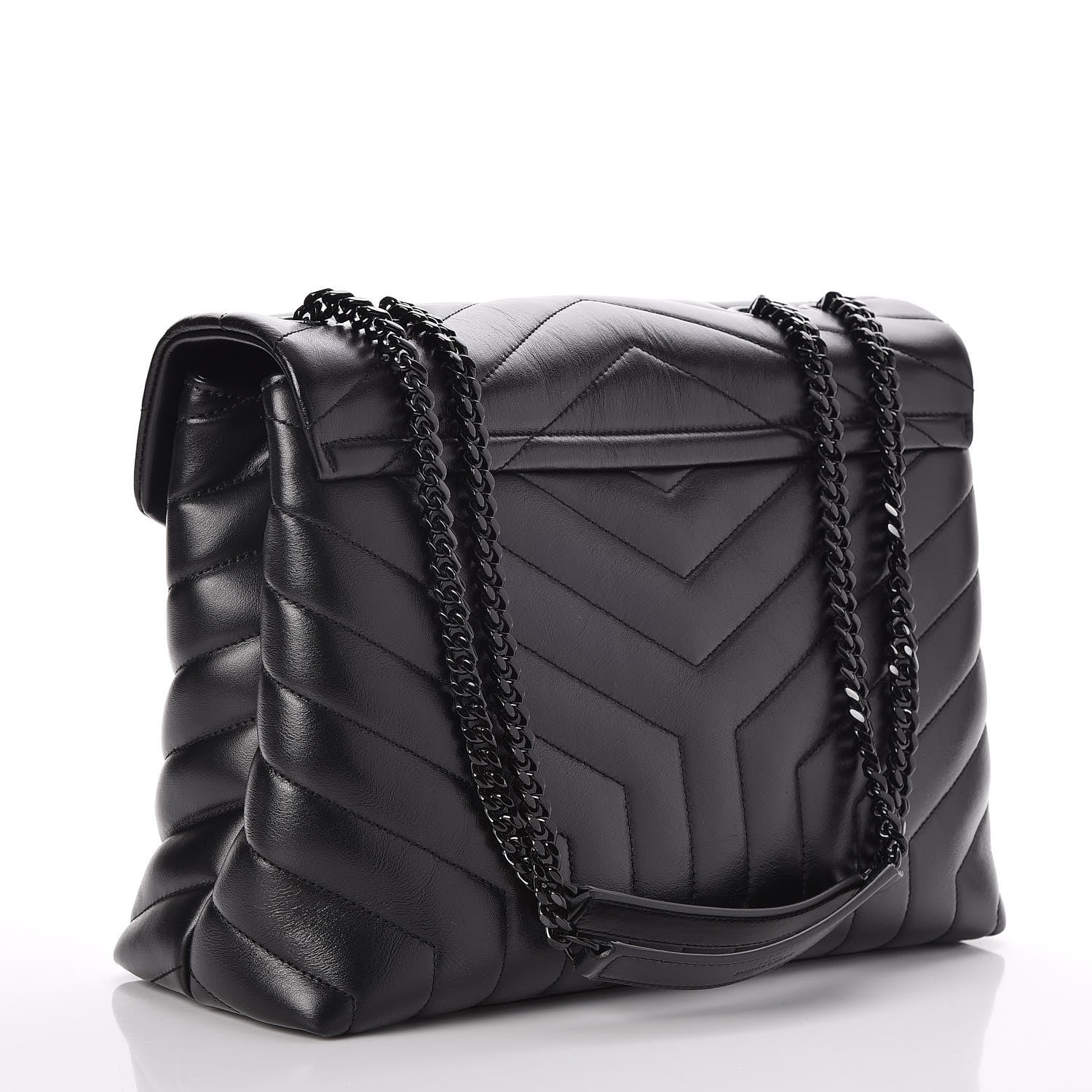 Saint Laurent Calfskin Y Quilted Monogram Medium Loulou Chain Satchel Black 4 of 9