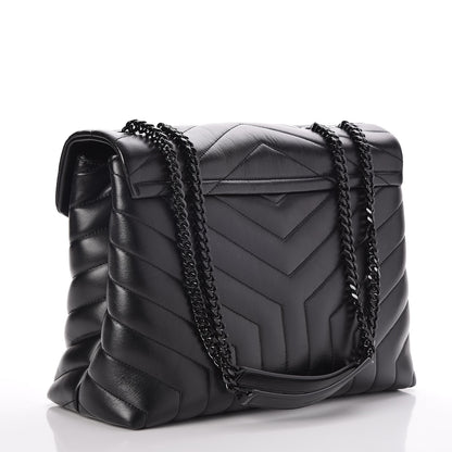 Saint Laurent Calfskin Y Quilted Monogram Medium Loulou Chain Satchel Black 4 of 9