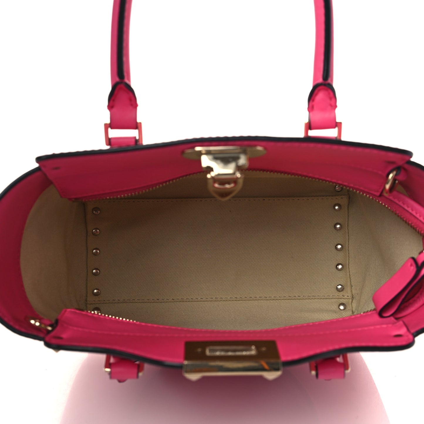 Vitello Mini Rockstud Double Handle Tote Peony