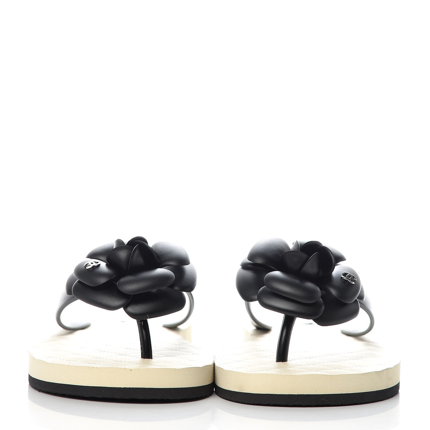 Chanel PVC Camellia Thong Sandals 40 Black 2 of 8