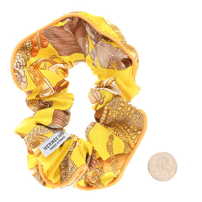 Hermes Silk Patchwork Claudia Scrunchie Multicolore Jaune 2 of 4