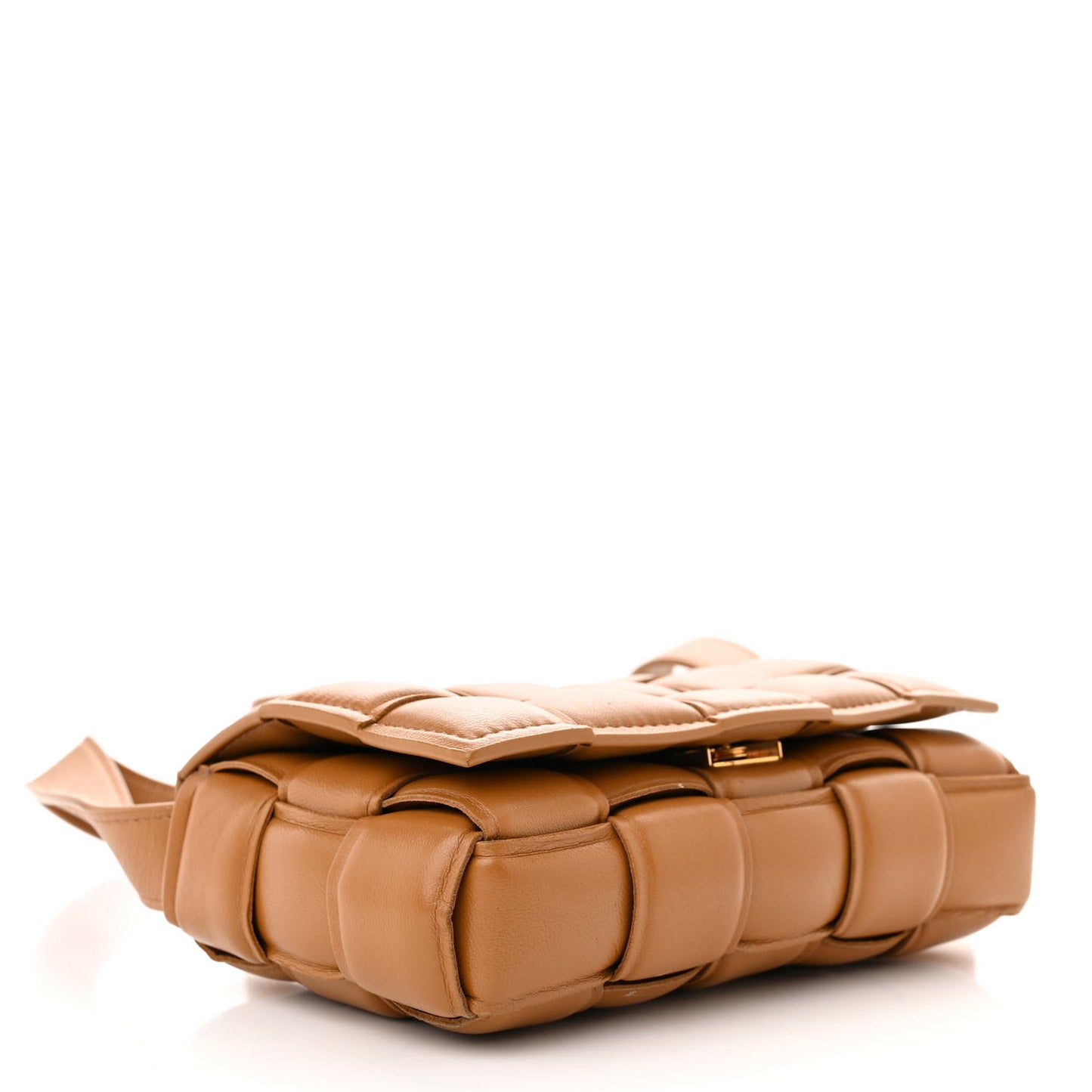 Nappa Maxi Intreccio Small Padded Cassette Crossbody Bag Camel