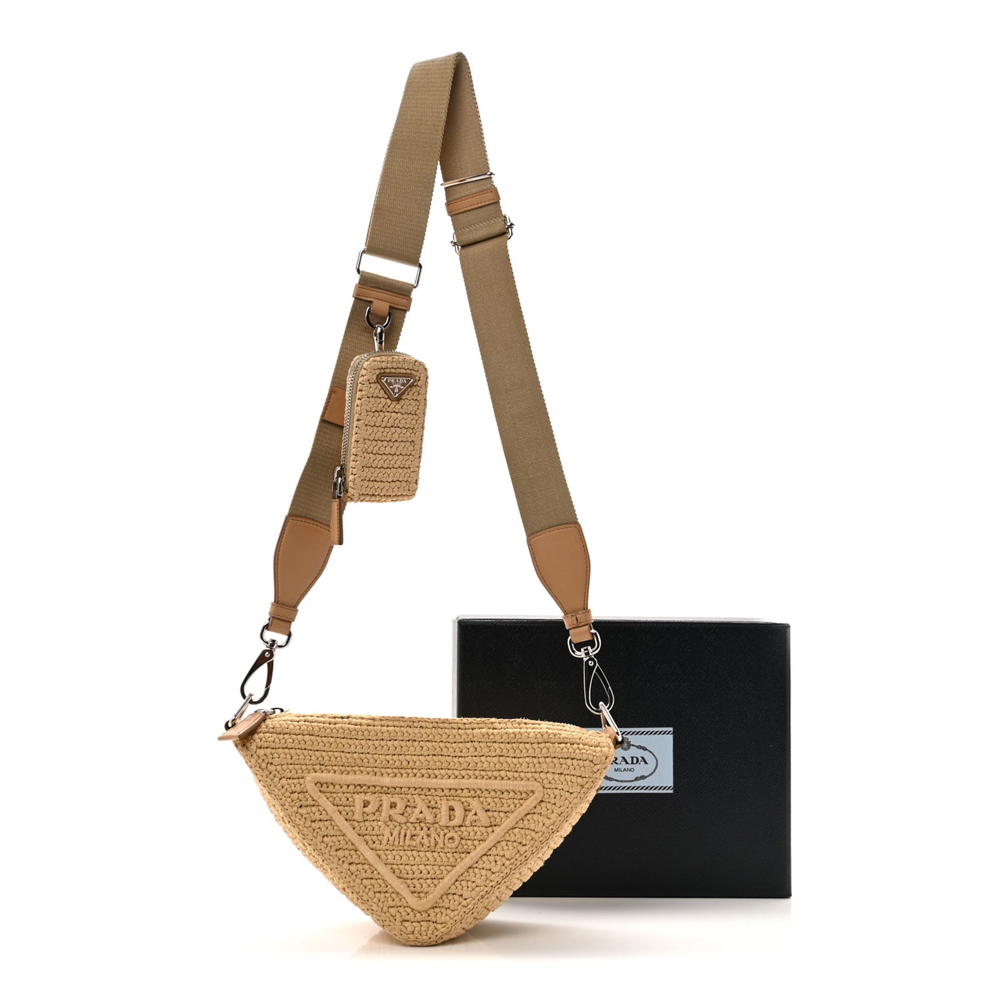 Yarn Raffia Effect Crochet Triangle Shoulder Bag Naturale