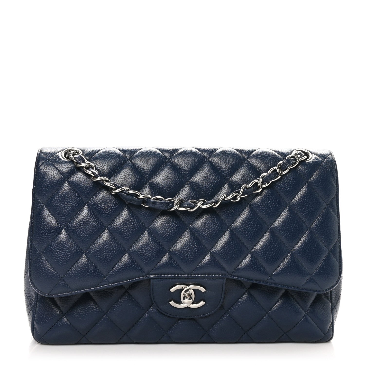 Chanel Caviar Quilted Jumbo Double Flap Navy Blue 1 of 10