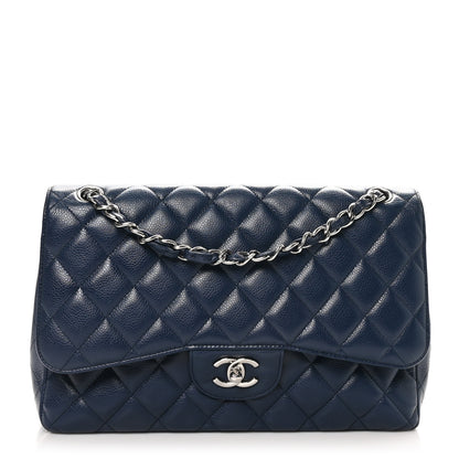Chanel Caviar Quilted Jumbo Double Flap Navy Blue 1 of 10