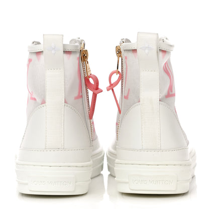 Louis Vuitton Technical Fabric Calfskin Monogram Giant Printed Stellar Sneaker Boots 38 Pink 6 of 15