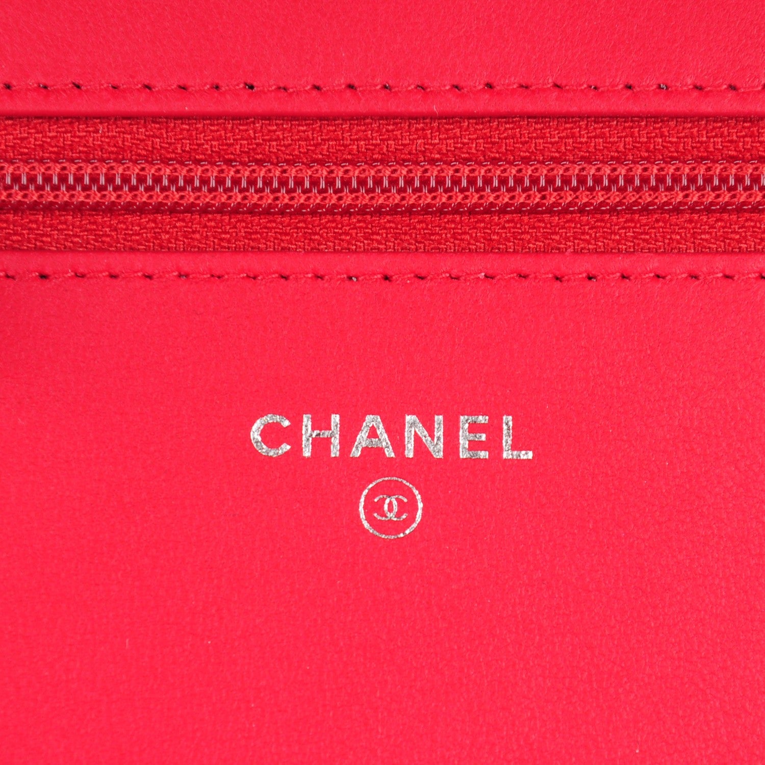 Chanel Lambskin Quilted Diamond CC Wallet On Chain WOC Red 6 of 8