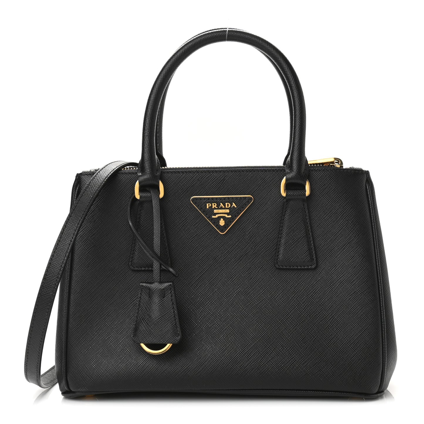 Saffiano Small Galleria Double Zip Tote Black