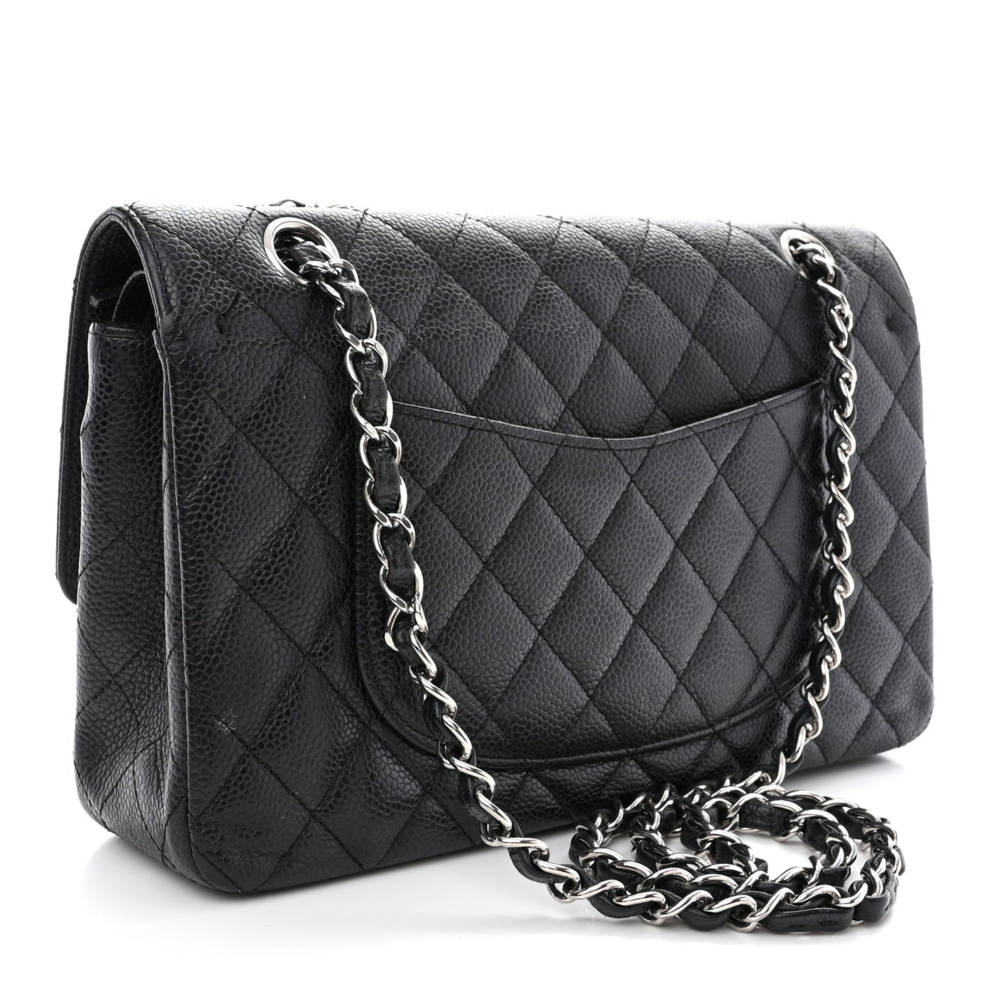 Caviar Quilted Medium Double Flap Black