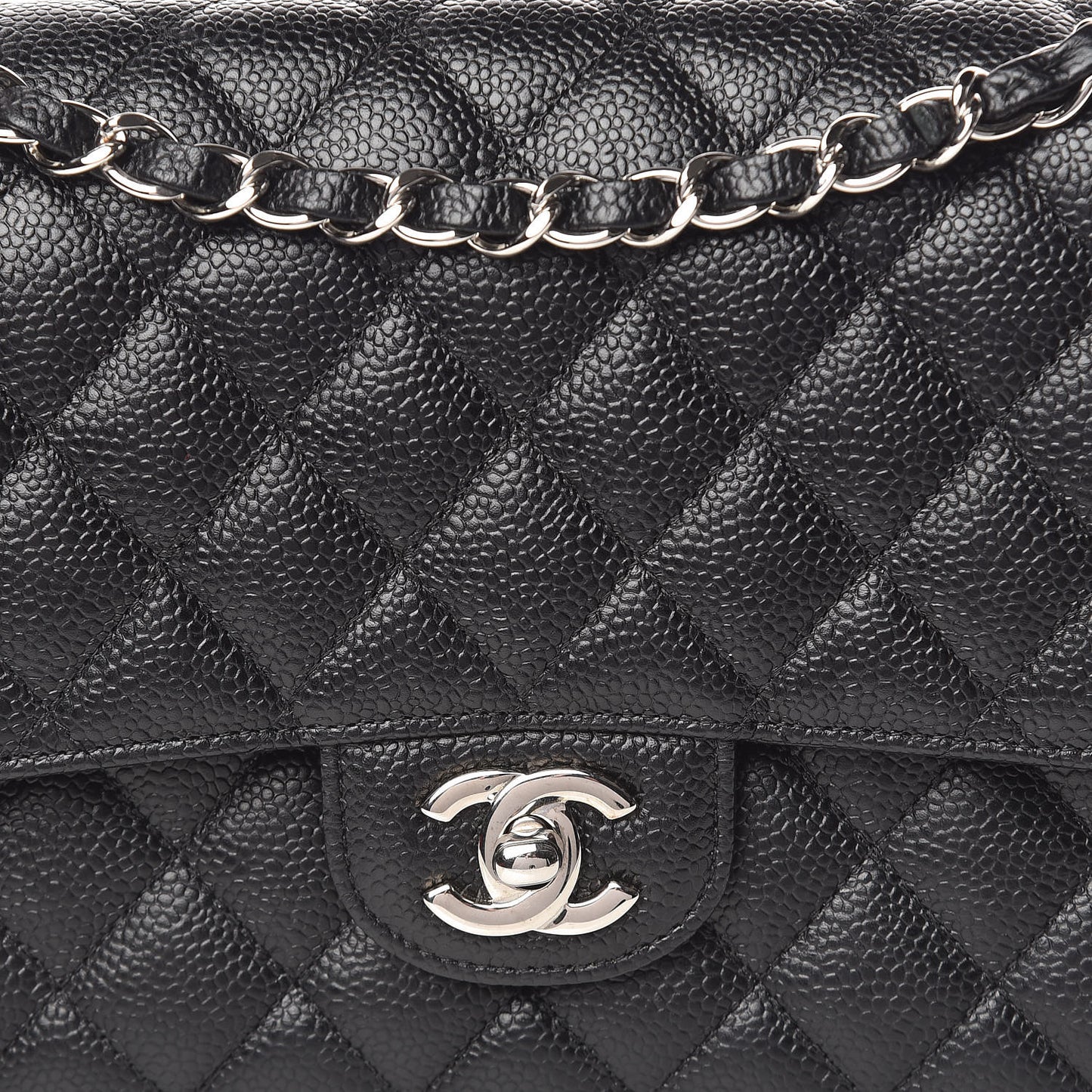 Caviar Quilted Medium Double Flap Black
