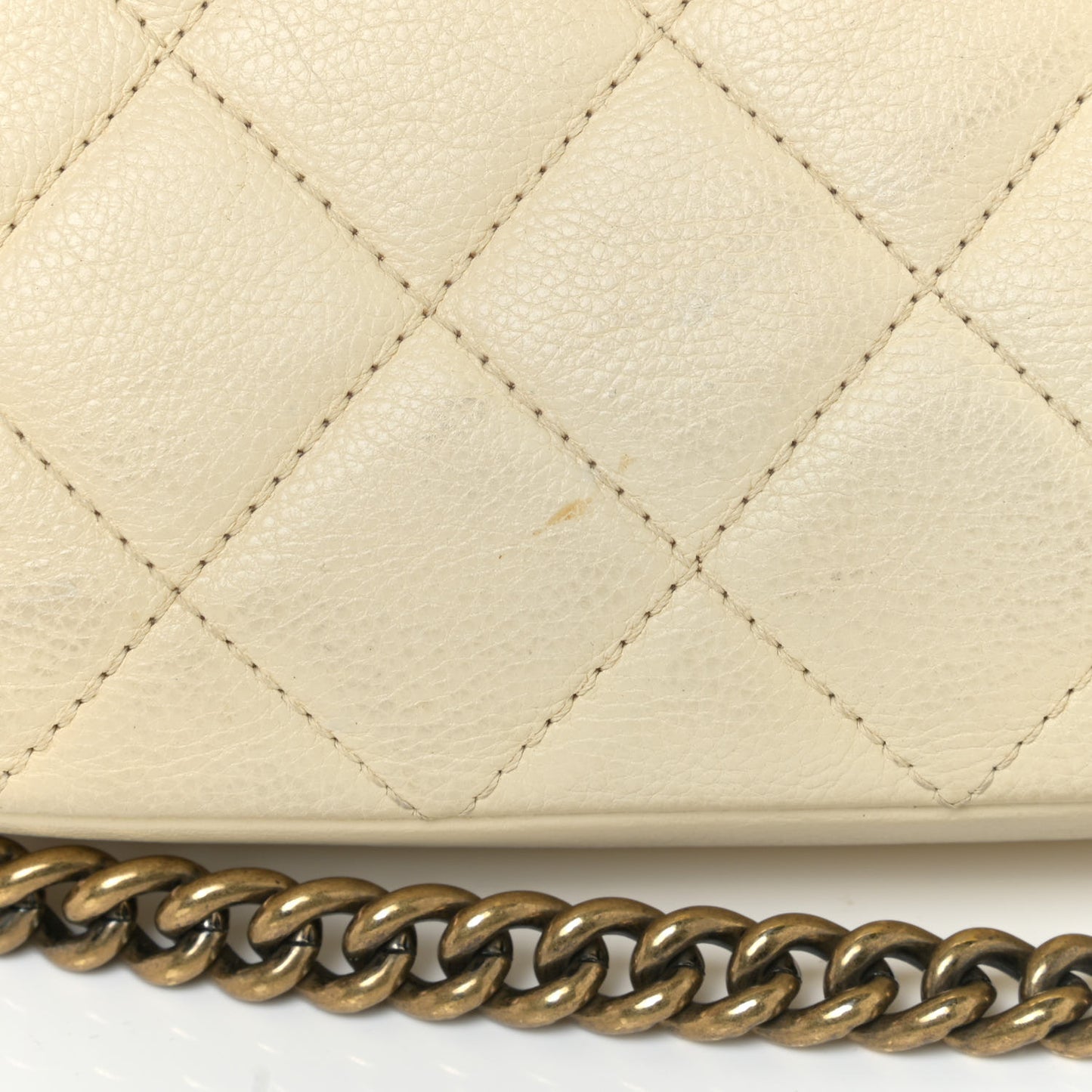 Calfskin Quilted Medium CC Crown Flap White