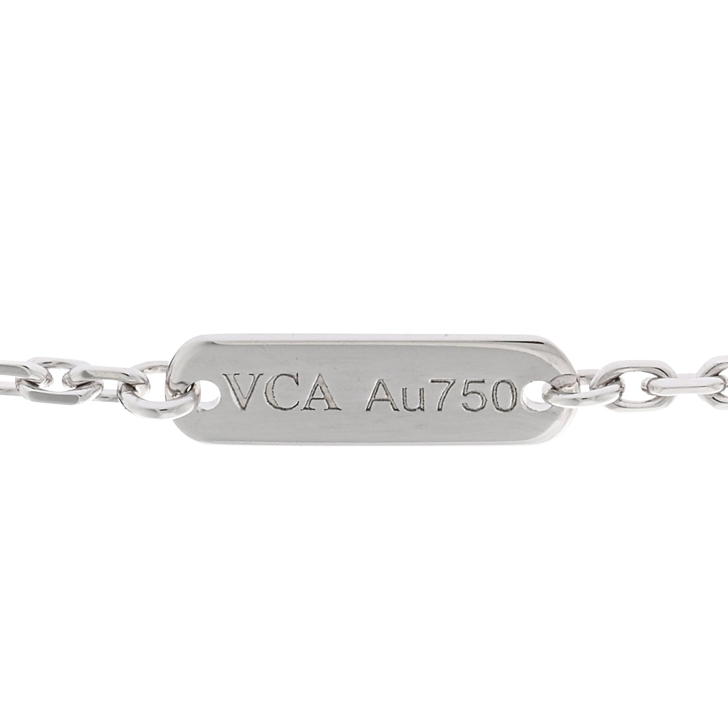 18K White Gold Guilloche Vintage Alhambra Pendant Necklace