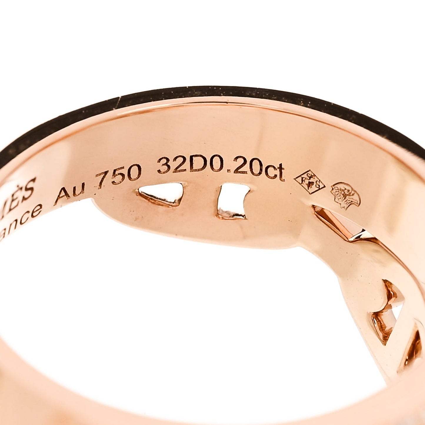 18K Rose Gold Kelly Diamond Double Tour Chaine d'Ancre Pave Ring 53 6.5
