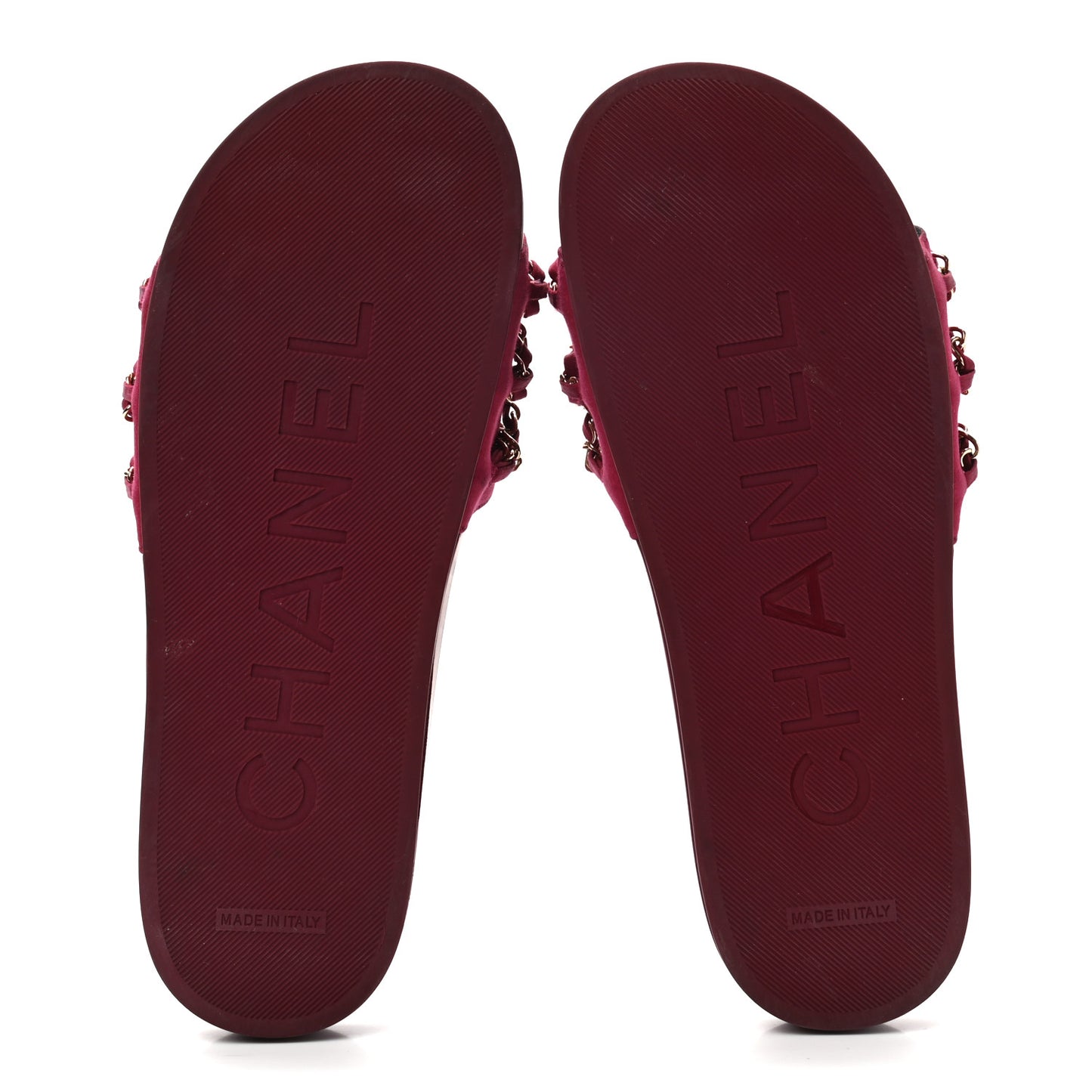 Satin Chain Flat Sandals 40 Dark Fuchsia