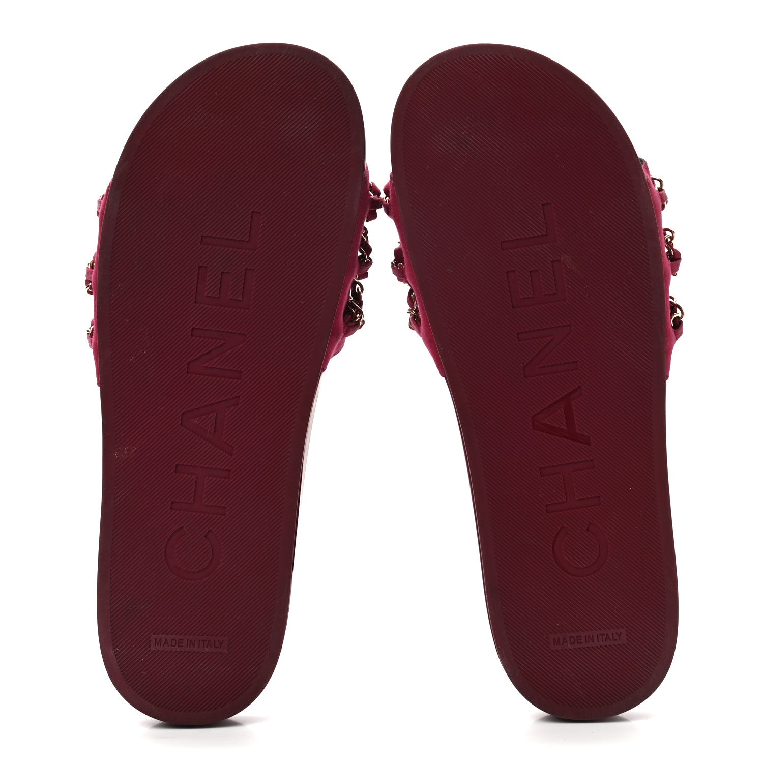 Chanel Satin Chain Flat Sandals 40 Dark Fuchsia 5 of 9