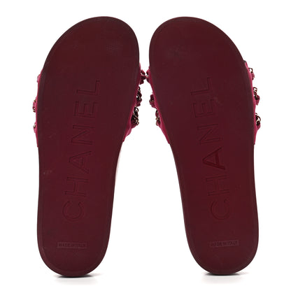 Chanel Satin Chain Flat Sandals 40 Dark Fuchsia 5 of 9