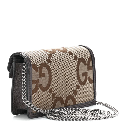 Gucci Monogram Jumbo GG Textured Dollar Calfskin Super Mini Dionysus Shoulder Bag Camel Ebony New Acero 3 of 10