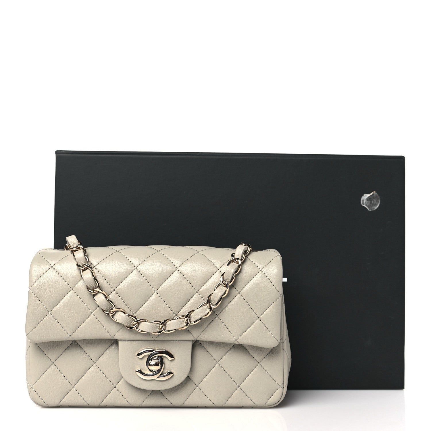 Chanel Lambskin Quilted Mini Rectangular Flap Grey 11 of 11