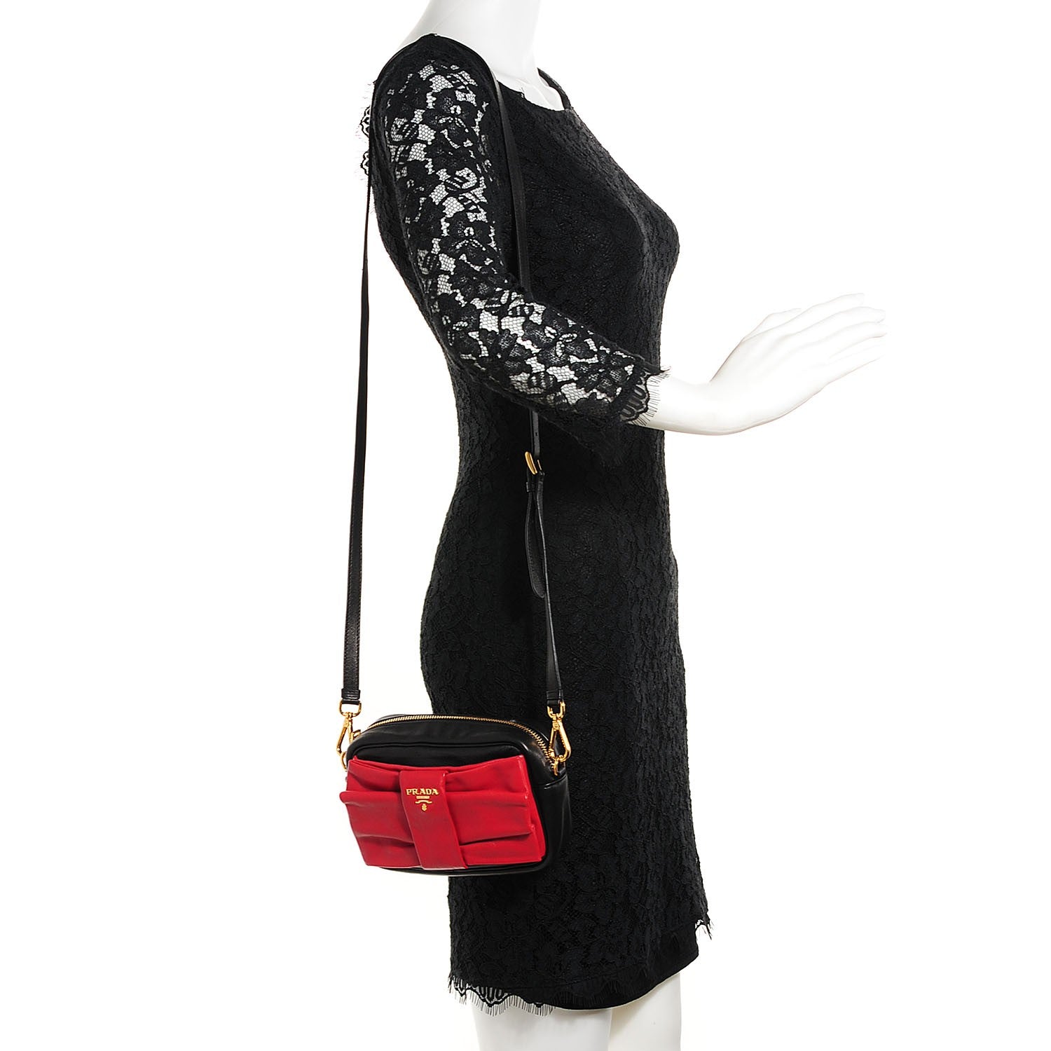 Prada Nappa Bow Crossbody Clutch Black Fuoco 2 of 9