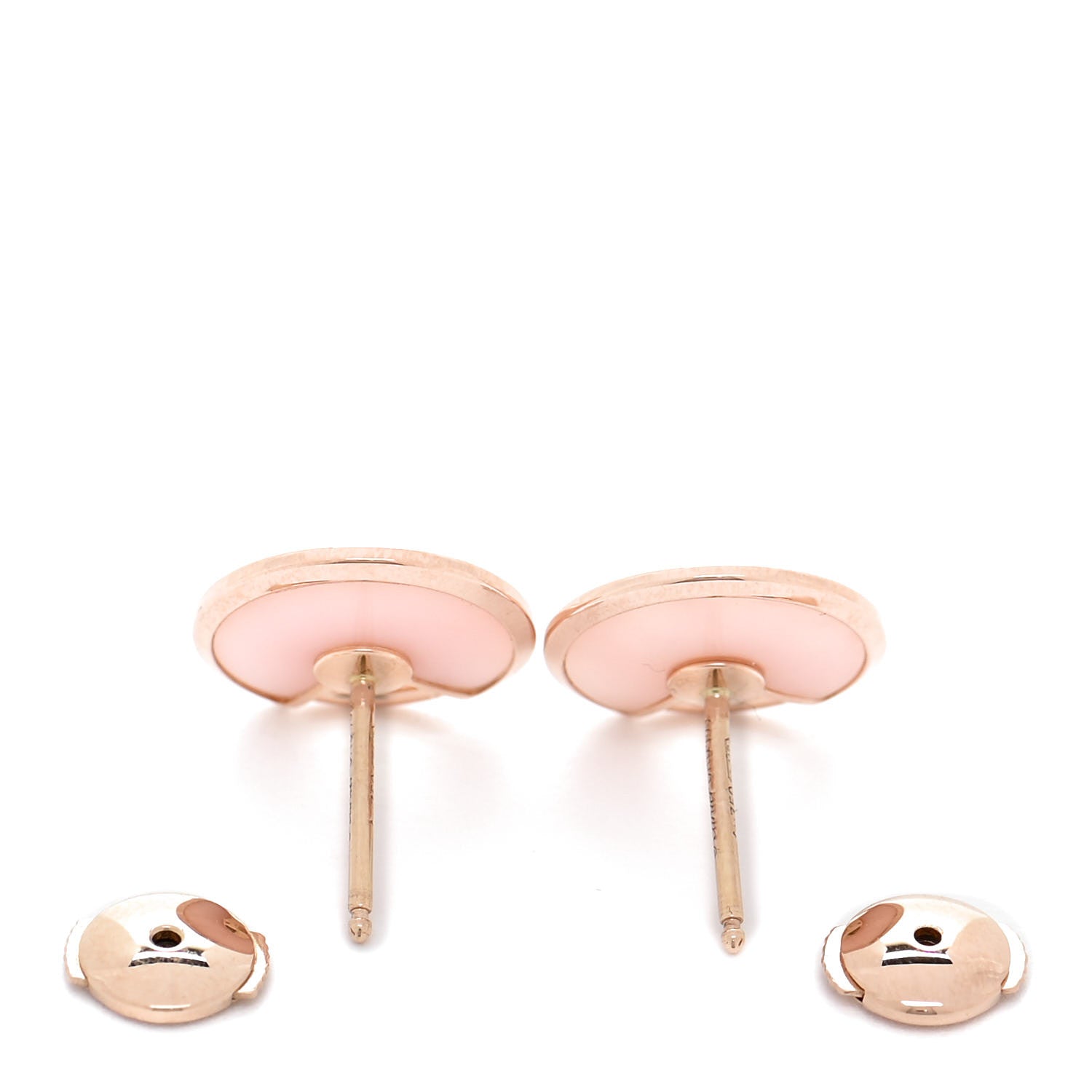 Cartier 18K Pink Gold Diamond Pink Opal Amulette de Cartier Earrings 4 of 7