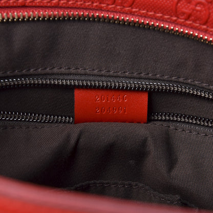 Gucci Coated Canvas Monogram Embossed Medium Flat Messenger Bag Red 8 of 9