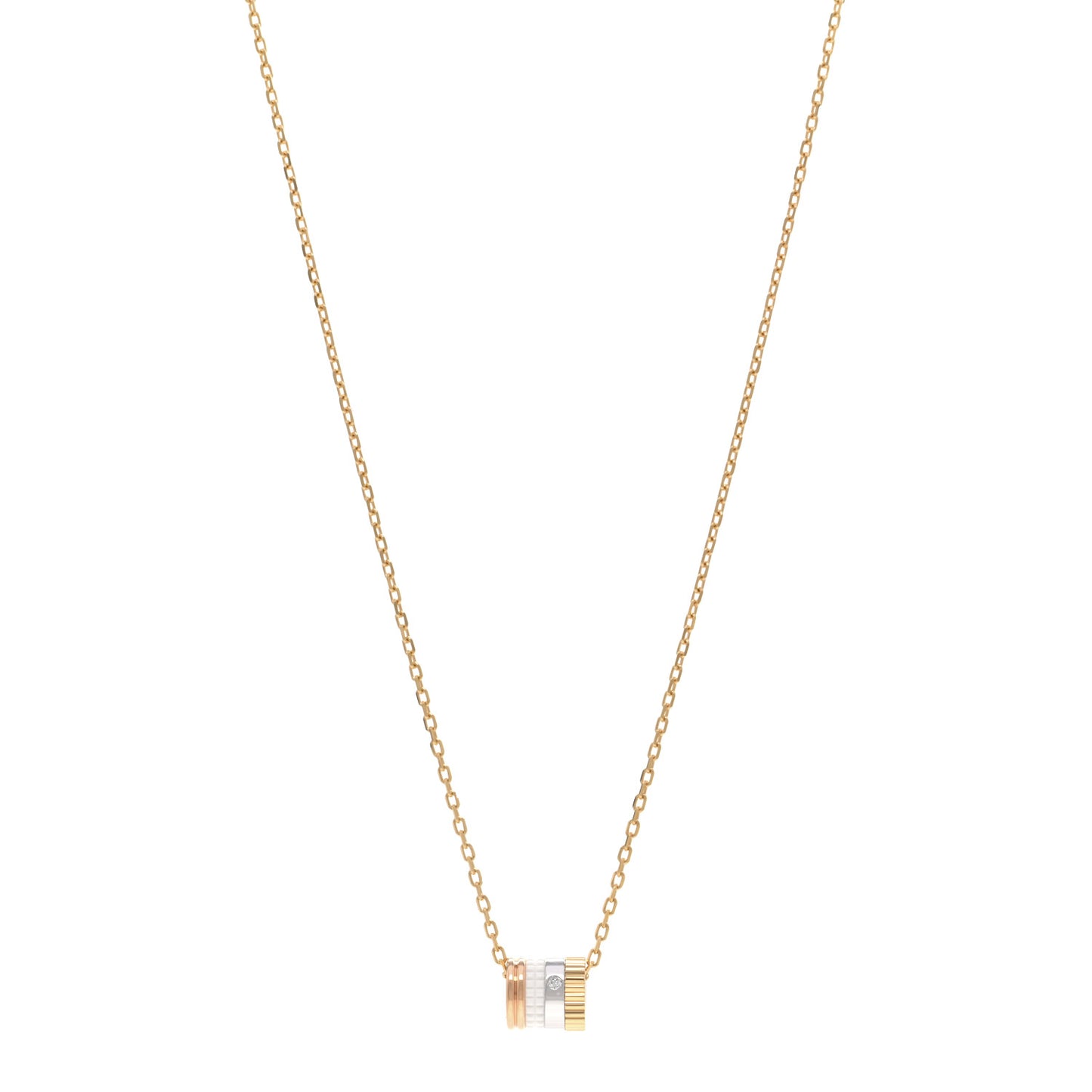 18K White Yellow Rose Gold Diamond Ceramic Quatre Mini Ring Pendant Necklace