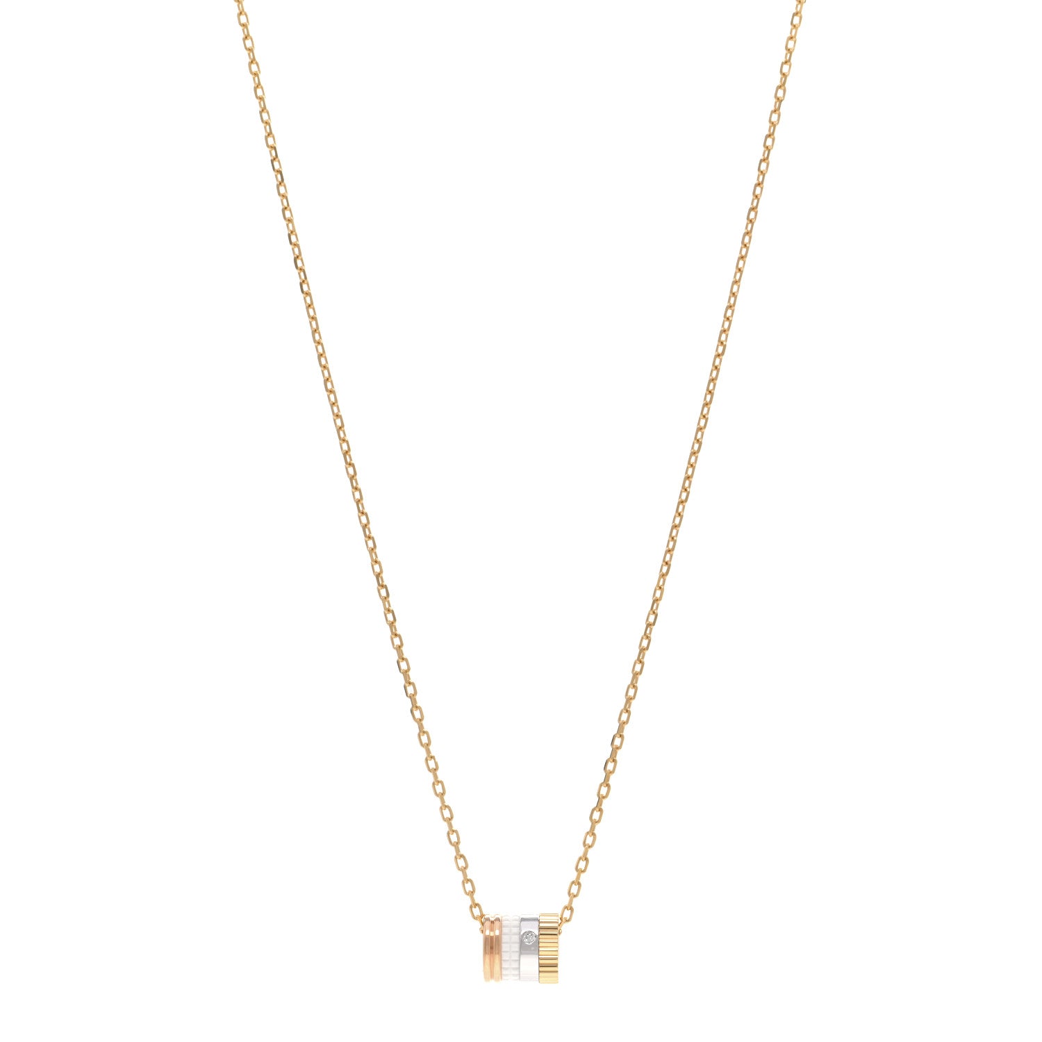 Boucheron 18K White Yellow Rose Gold Diamond Ceramic Quatre Mini Ring Pendant Necklace 1 of 4