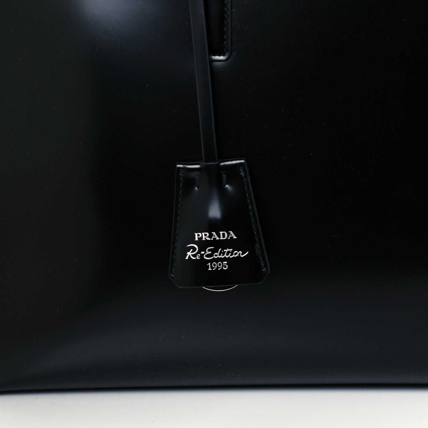 Spazzolato Large Re-Edition 1995 Double Handle Handbag Black