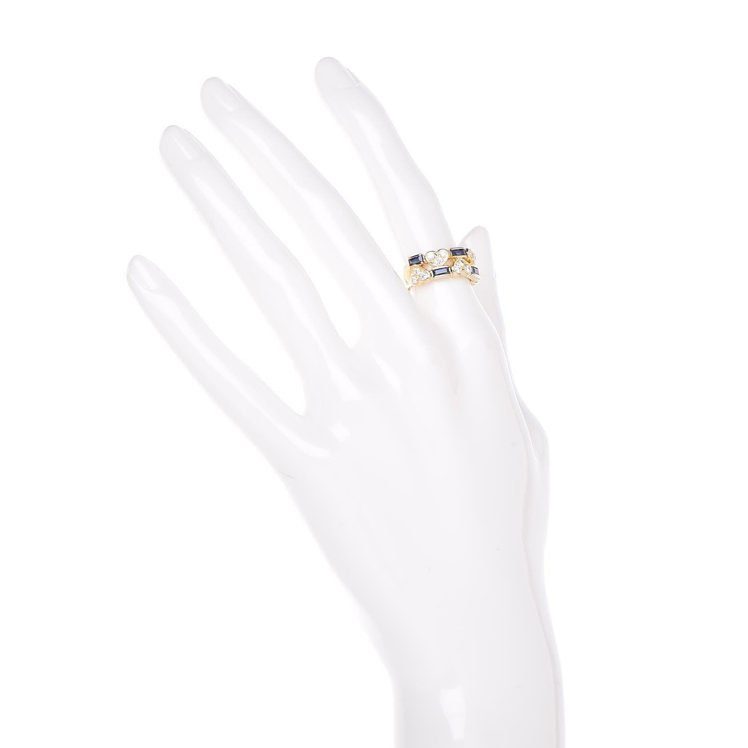 Tiffany 18K Yellow Gold Diamond Blue Sapphire Heart Ring 49 5 2 of 6