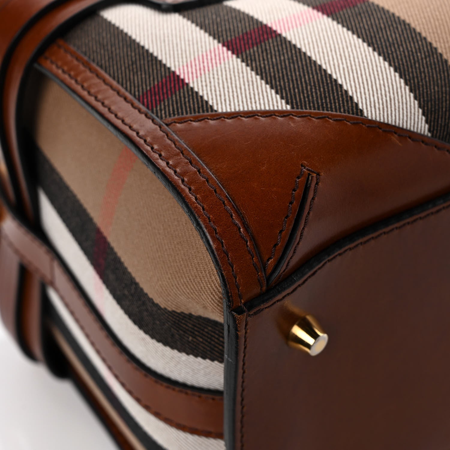 Burberry House Check Bridle Calfskin Medium Alchester Bowling Bag Dark Tan 9 of 10